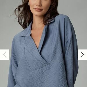 Anthropologie Blue Textured Blouse
